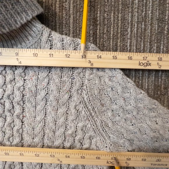 Lands End Womens Size XS Sweater Grey Cable Knit Turtleneck Long Sleeve Wool New - Picture 10 of 10